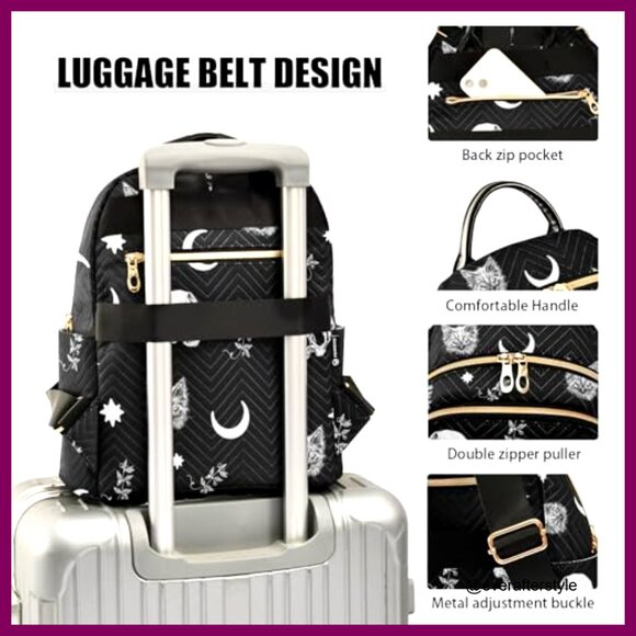 Quilted Mini Backpack Purse Lightweight Travel Rucksack Gothic Pattern Daypack